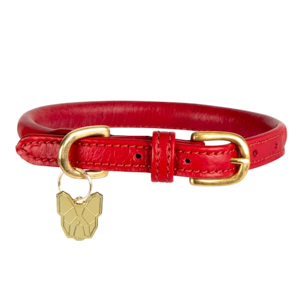 Digby & Fox Rullat läder spänne hundhalsband XS - Halslinje: 29c Scarlet XS - Neckline: 29cm-34cm