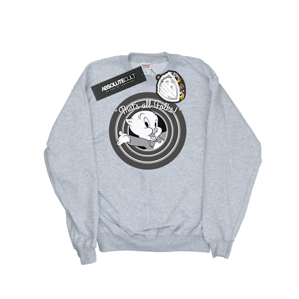 Looney Tunes Mens That´s All Folks Porky Pig Sweatshirt XL Spor Sports Grey XL