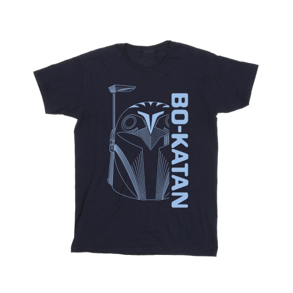 Star Wars Girls The Mandalorian Bo Katan Helm T-shirt i bomull 12 Navy Blue 12-13 Years