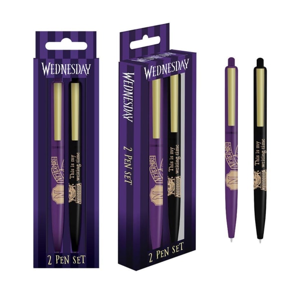 Wednesday Nevermore Pen Set (Förpackning med 2) One Size Lila/Svart/G Purple/Black/Gold One Size