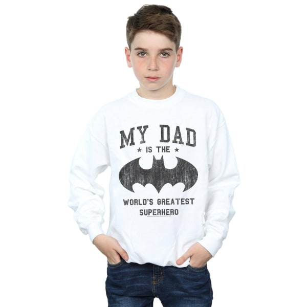 DC Comics Boys Batman My Dad Is A Superhero Sweatshirt 12-13 Ye White 12-13 Years