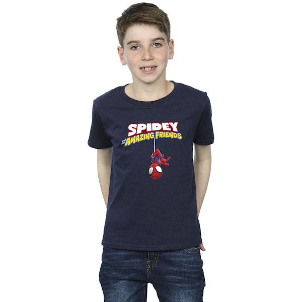 Marvel Boys Spider-Man Hänger Upp och Ner T-shirt 12-13 år Navy Blue 12-13 Years