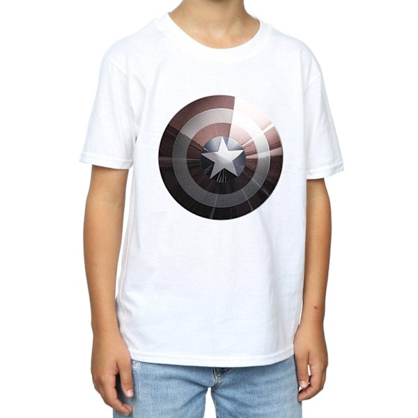 Marvel Boys Captain America Shield Shiny T-Shirt 5-6 år Vit White 5-6 Years