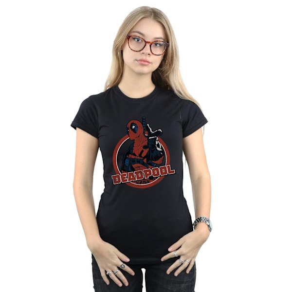 Marvel Dam/Kvinnor Deadpool Gun Finger Bomull T-Shirt L Svart Black L