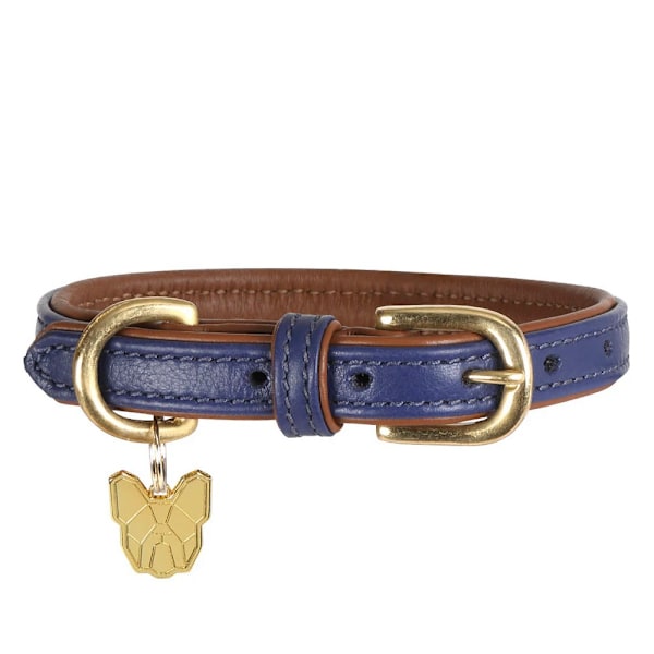 Digby & Fox Läderfodrat Hundhalsband S - Halslinje: 35cm-40cm Marinblå Navy S - Neckline: 35cm-40cm