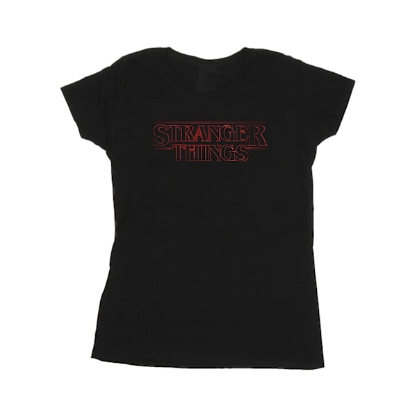 Netflix Dam/Kvinnor Stranger Things Glow Logo Bomull T-shirt Black S