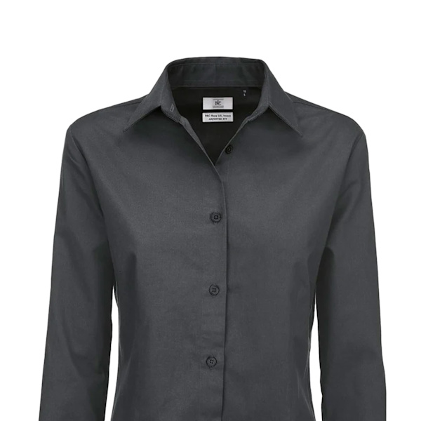 B&C Dam/Damer Sharp Twill Långärmad Skjorta 4XL Mörkgrå Dark Grey 4XL