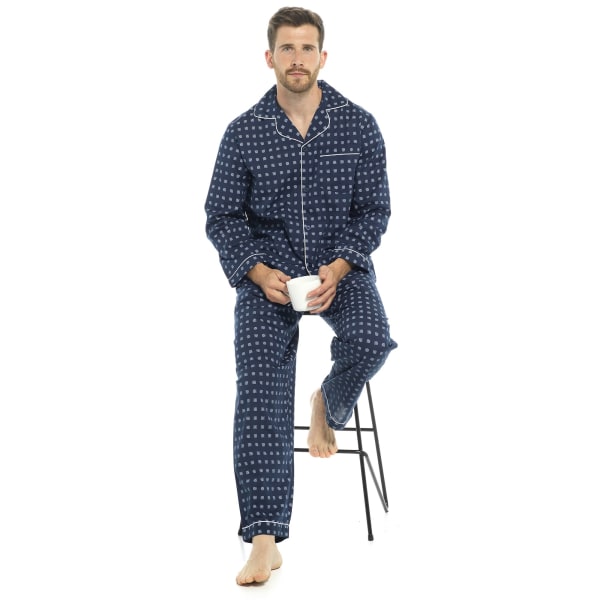 Walter Grange Mens Traditionell Printed Pyjamas Set XXL Blå Blue XXL