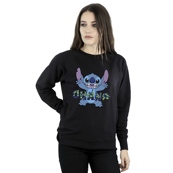 Disney Dam/Kvinnor Lilo Och Stitch Ohana Blå Glitch Sweatshirt Black L