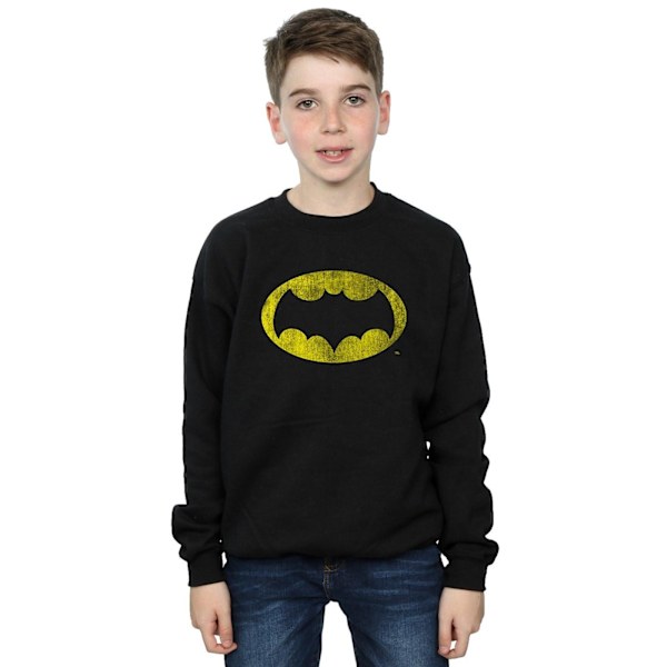 DC Comics Boys Batman TV-serie Distressed Logo Sweatshirt 5-6 Black 5-6 Years
