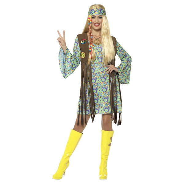 Smiffys Dam/Dam 60-tals Hippie Kostymset L Flerfärgad Multicoloured L