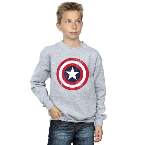 Marvel Boys Captain America Distressed Shield Sweatshirt 7-8 år Sports Grey 7-8 Years