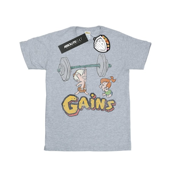 The Flintstones Girls Bam Bam Gains Distressed Cotton T-Shirt 9 Sports Grey 9-11 Years