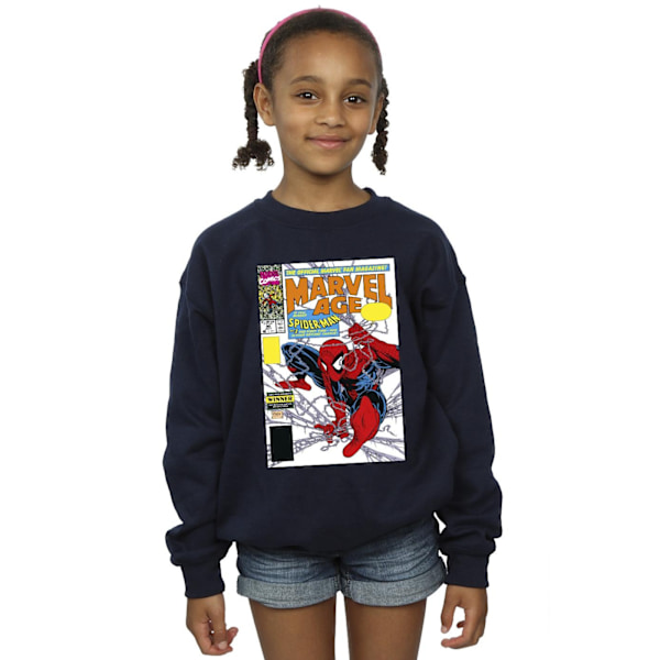 Marvel Girls Spider-Man Marvel Age Comic Cover Sweatshirt 7-8 år Navy Blue 7-8 Years