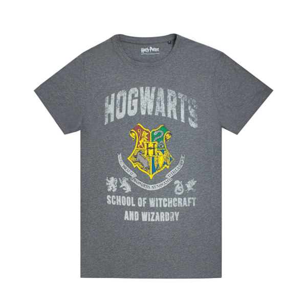 Harry Potter Hogwarts T-shirt för män, M, kolgrå Charcoal M