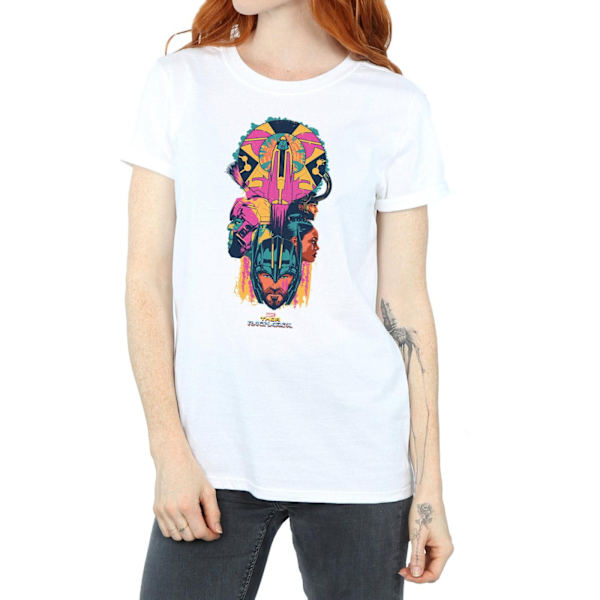 Marvel Dam/Kvinnor Thor Ragnarok Karaktär Totem Bomull Pojkvän T-shirt White M