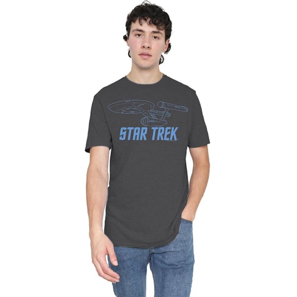 Star Trek Unisex Vuxen Enterprise Kontur T-Shirt L Gråmelerad Charcoal L