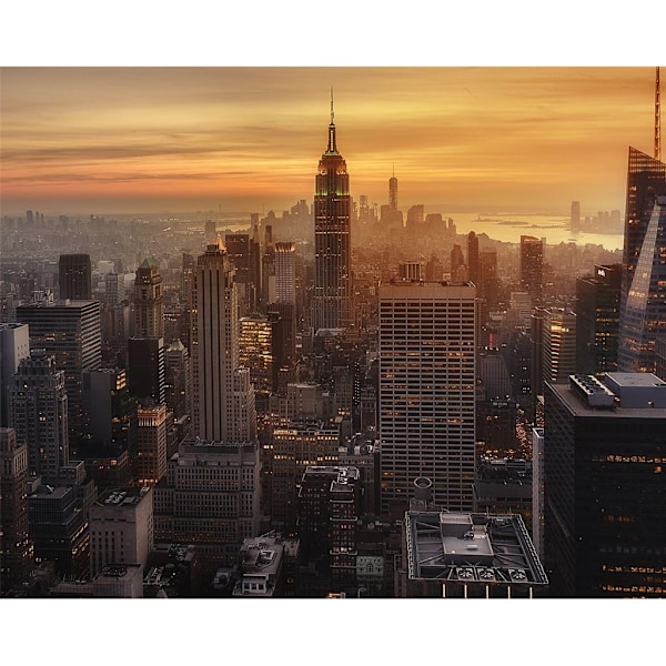 Pyramid International Manhattan's Light Canvas Print 80cm x 60cm Grey/Orange 80cm x 60cm