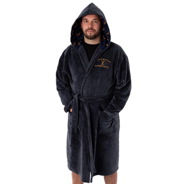 Yellowstone Mens Dutton Ranch Hooded Robe S Navy Blue Navy Blue S