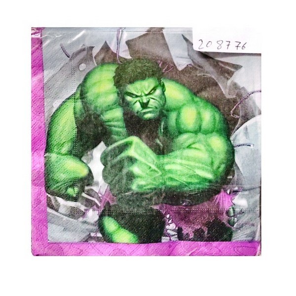 Hulk 2-lagers printed servetter (paket med 20) One Size Grön/Rosa/Green Green/Pink/Grey One Size