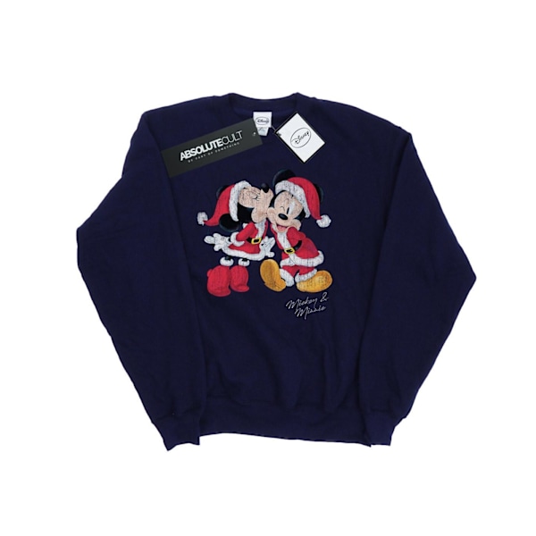 Disney Dam/Damer Mickey Och Minnie Jul Kyss Sweatshirt Navy Blue XL