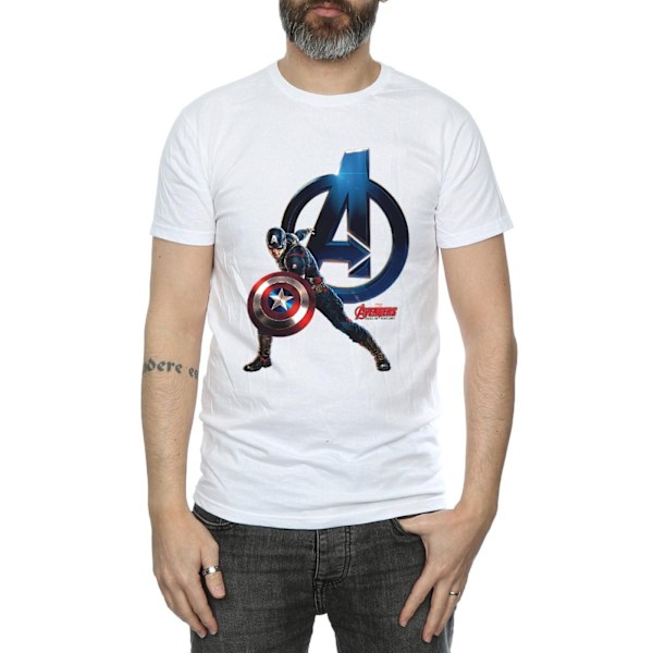 Marvel Herr Captain America Pose T-shirt S Vit White S