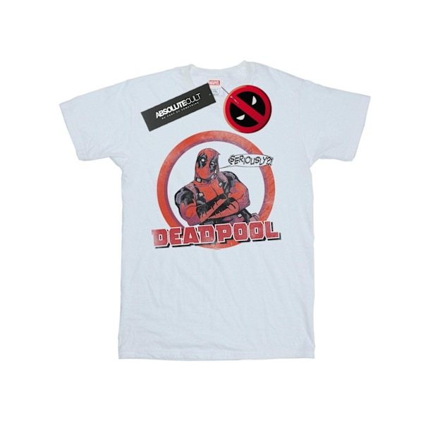 Marvel Dam/Damer Deadpool Allvarligt Talbubbla Bomull Pojkvän T-Shirt White M