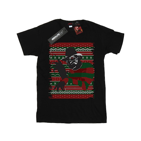 A Nightmare On Elm Street Dam/Damer Jul Fair Isle Bomull Boyfriend T-Shirt Black 3XL