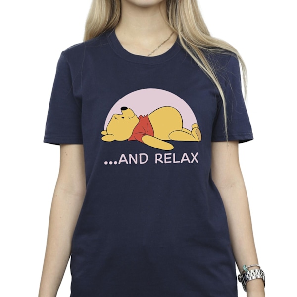 Disney Dam/Damer Winnie The Pooh Relax Bomull Boyfriend T-Shirt XXL Marinblå Navy Blue XXL
