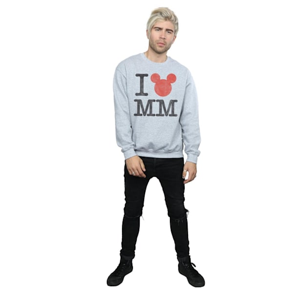 Disney Herr Mickey Mouse I Love Mickey Sweatshirt S Sports Grey Sports Grey S