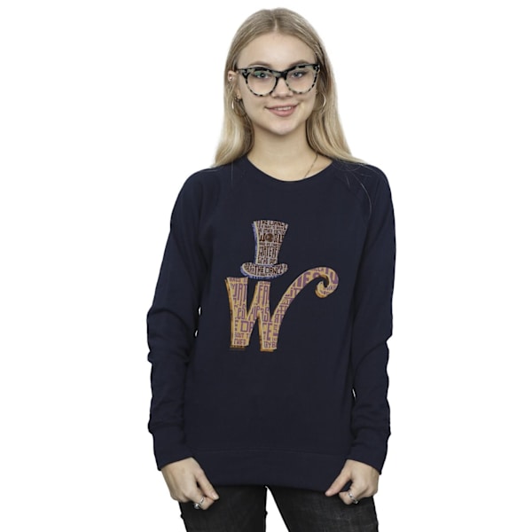 Willy Wonka Dam/Damer W Logo Hat Sweatshirt L Marinblå Navy Blue L