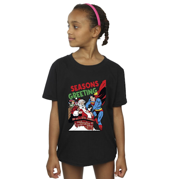 DC Comics Girls Superman Santa Comic Bomull T-shirt 9-11 år Black 9-11 Years