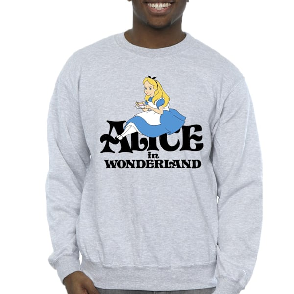 Disney Mens Alice In Wonderland Tea Drinker Classic Sweatshirt Sports Grey XL