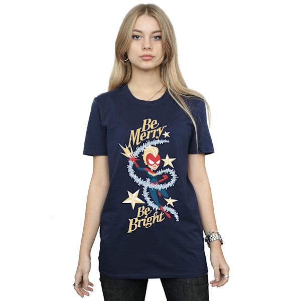 Marvel Womens/Ladies Be Merry Be Bright Bomull Boyfriend T-Shir Navy Blue XL