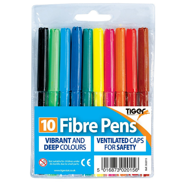 Tiger Stationery Fibre Pen Set (10-pack) Multifärg Multicoloured One Size