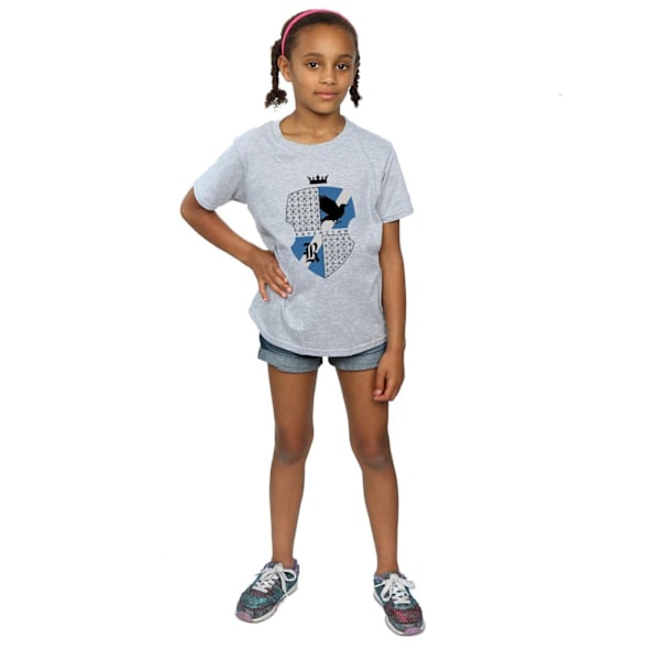 Harry Potter T-shirt för flickor med Ravenclaw-sköld, bomull, 5-6 år, sportgrå Sports Grey 5-6 Years