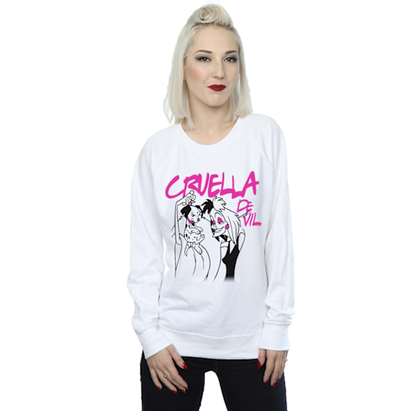 Disney Dam/Dam Cruella De Vil Krage Tröja L Vit White L