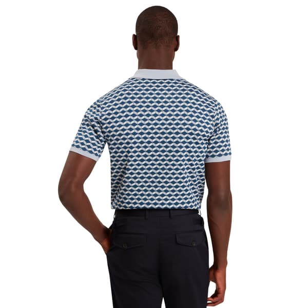 Ted Baker Herr Geometrisk Jacquard Kragad Pikétröja L Mörkblå Dark Blue L