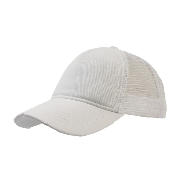 Atlantis Rapper Destroyed 5 Panel Weathered Trucker Cap One Size White/White One Size