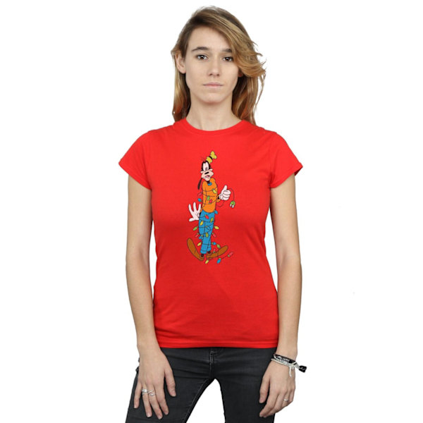 Disney Dam/Kvinnor Goofy Julbelysning Bomull T-shirt L Röd Red L