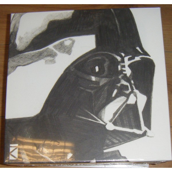Star Wars Sketch Darth Vader inramad duktryck 30cm x 30cm Vit White/Black 30cm x 30cm