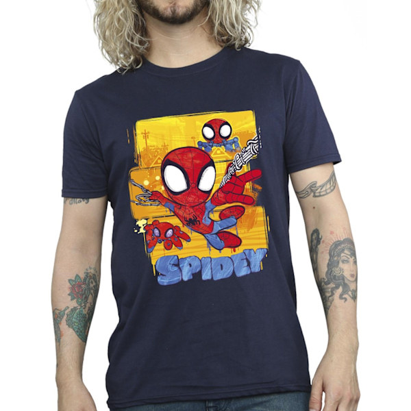 Marvel Mens Spidey And His Amazing Friends Flying T-Shirt XXL N Navy Blue XXL