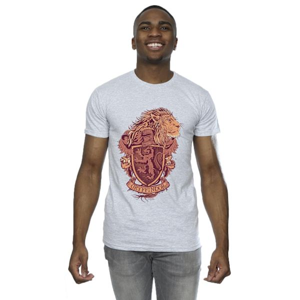 Harry Potter T-shirt för män med Gryffindors skissvapen, S, sportgrå Sports Grey S