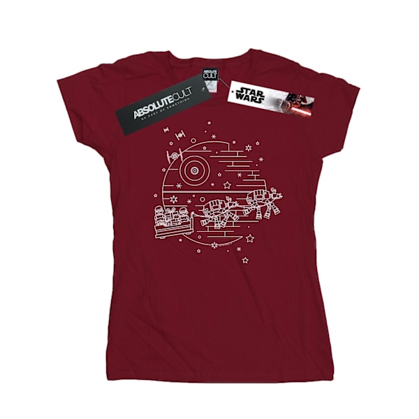 Star Wars Dam/Kvinnor Dödsstjärnan Sleigh Bomull T-shirt XL Bur Burgundy XL