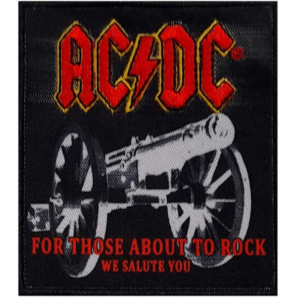 AC/DC-logotyp vävd kanonlapp, en storlek, svart/röd/vit Black/Red/White One Size