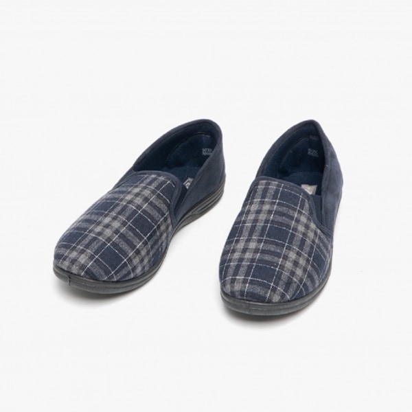 Zedzzz herr Harley Check filt manschett tofflor 11 UK marinblå/C Navy Blue/Check 11 UK