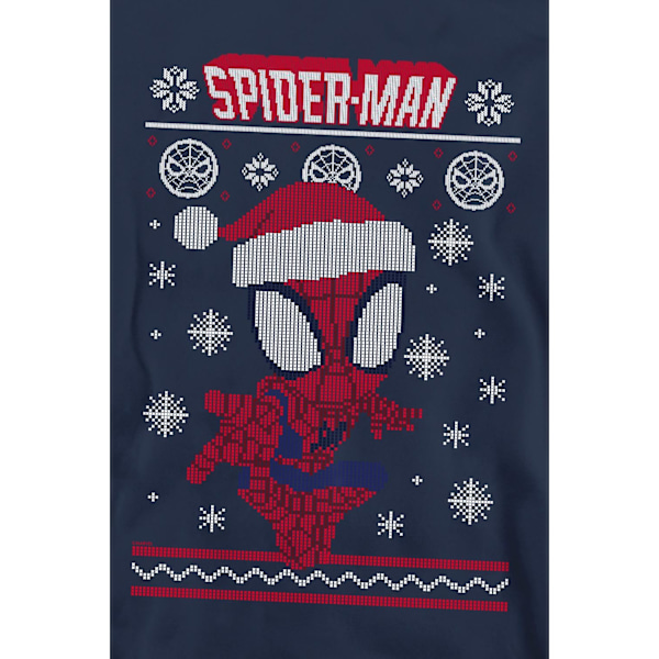 Spider-Man Unisex Vuxen Snöflinga Jul Tröja Sweatshirt Navy M