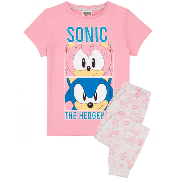 Sonic The Hedgehog Pyjamas för flickor 7-8 år Rosa/Grå Pink/Grey 7-8 Years