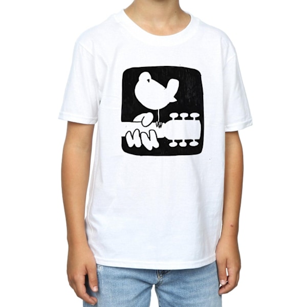 Woodstock Boys Guitar Logo T-Shirt 5-6 år Vit White 5-6 Years