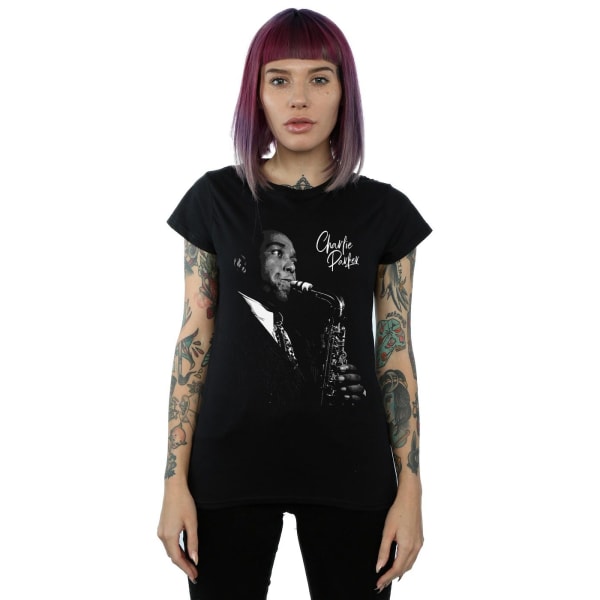 Charlie Parker Dam/Kvinnor Spelar Saxofon Bomull T-shirt X Black XL
